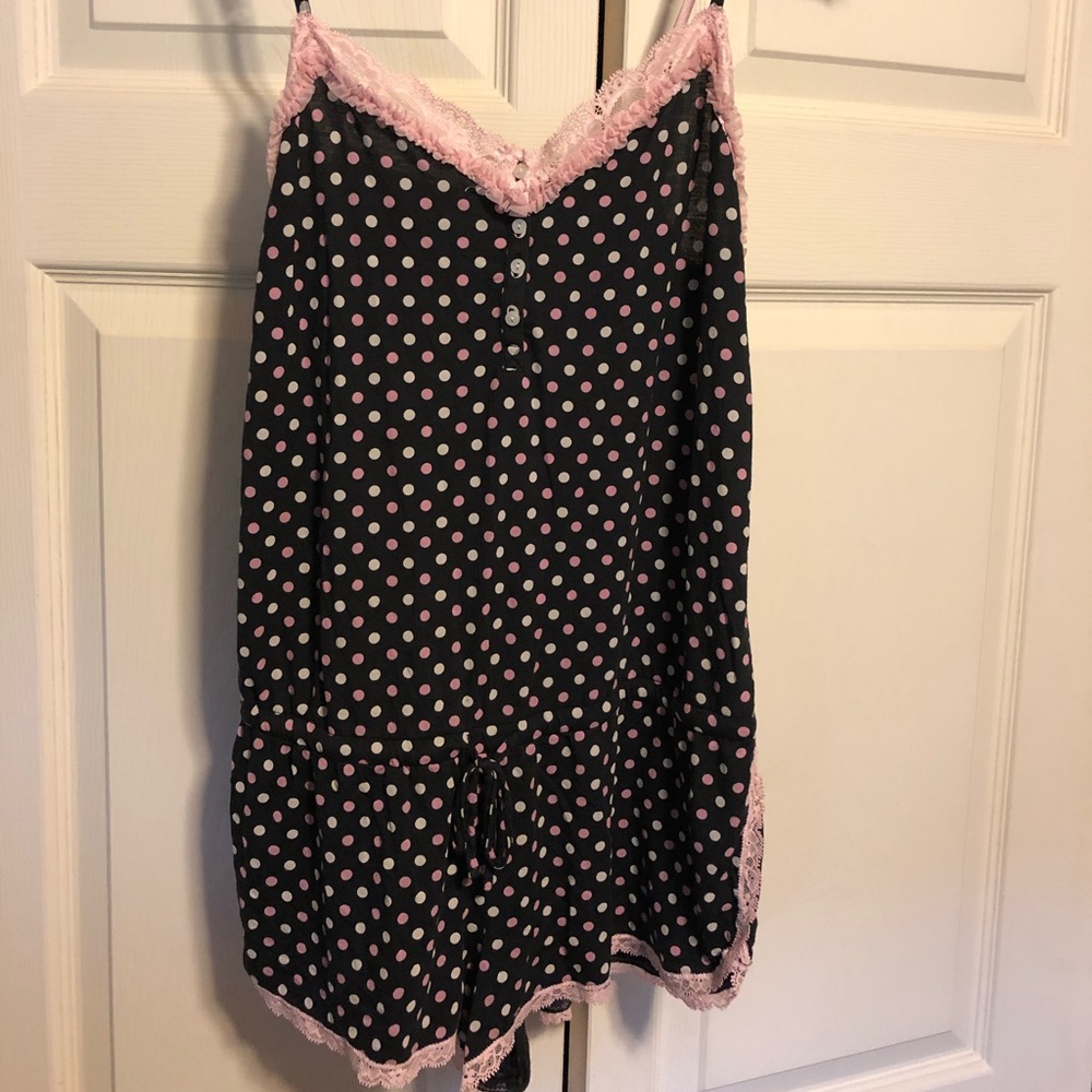 Victoria Secret Small Black & Pink PolkaDot Romper